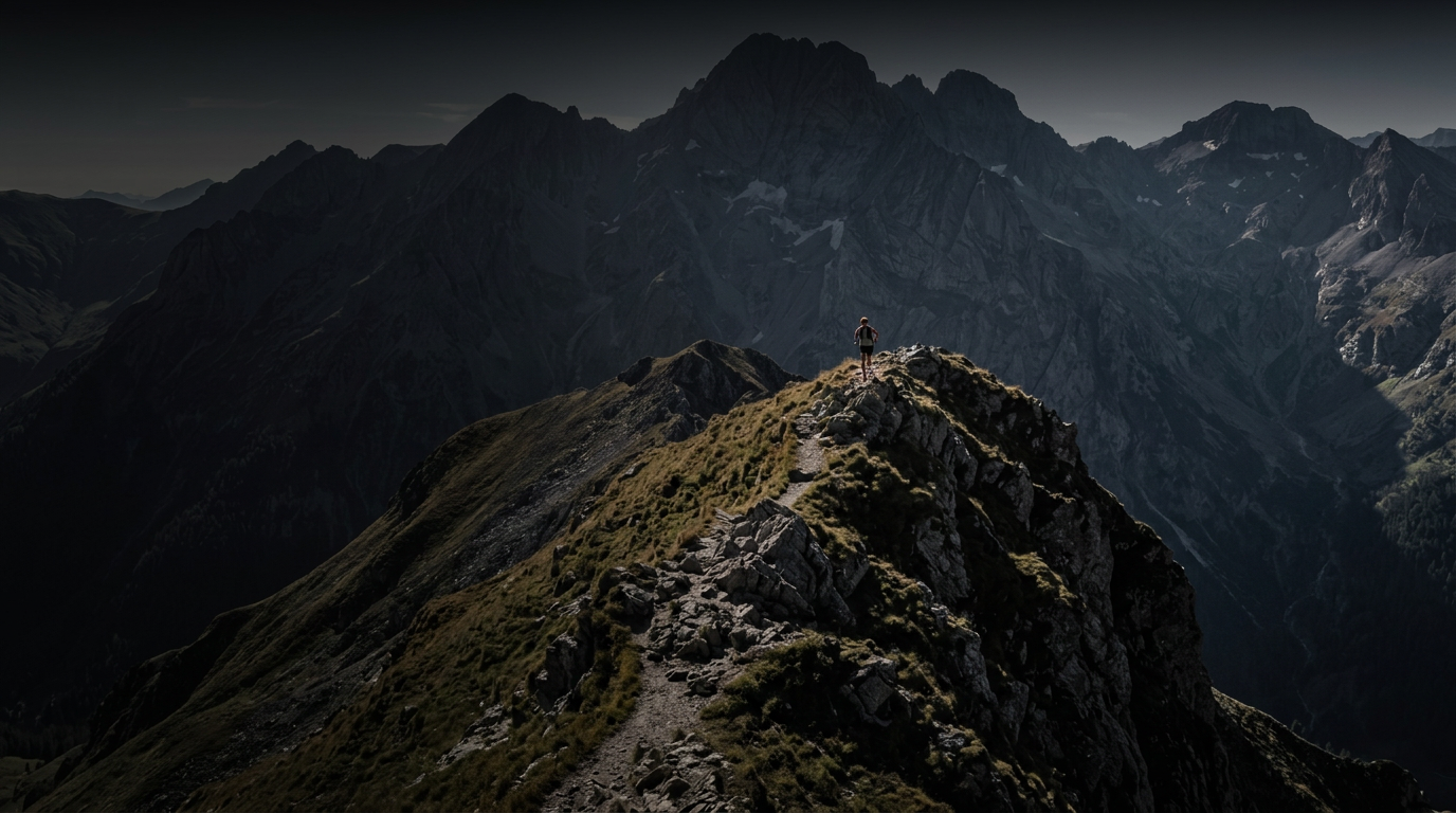 Trail runner on a mountain path